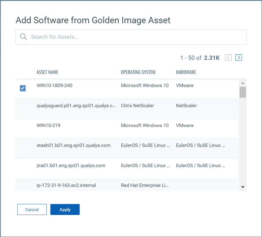 Add Software from Golden Asset